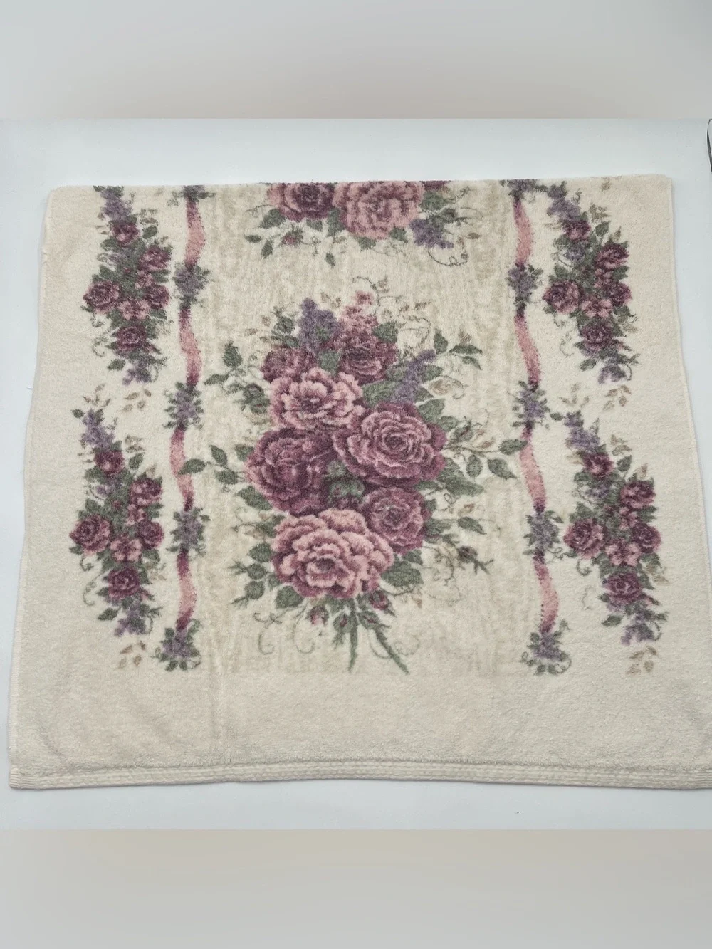 Vintage 90s Glynda Turley Rose Rhapsody Bath Towels Set of 2 Cottage GrandmaCore